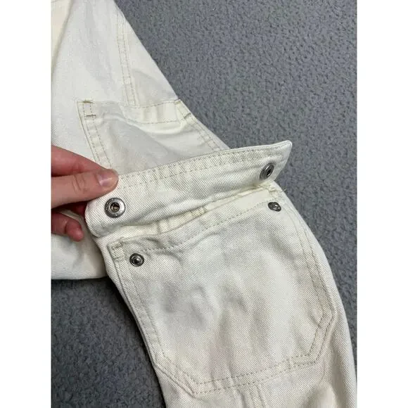 Empyre Tori Cargo Jeans 2 High Rise Baggy Wide Leg Y2K White Denim Pants XS - Picture 2 of 16